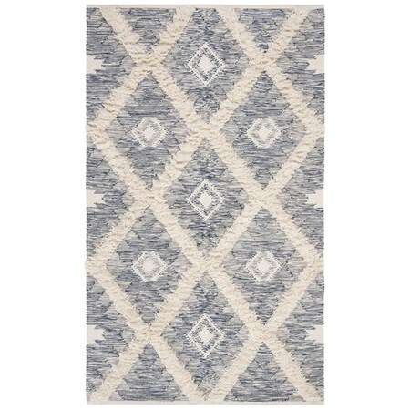 Safavieh Hand Woven 8 x 10 ft. Kenya Contemporary Rug, Blue & Ivory - Rectangle KNY455M-8